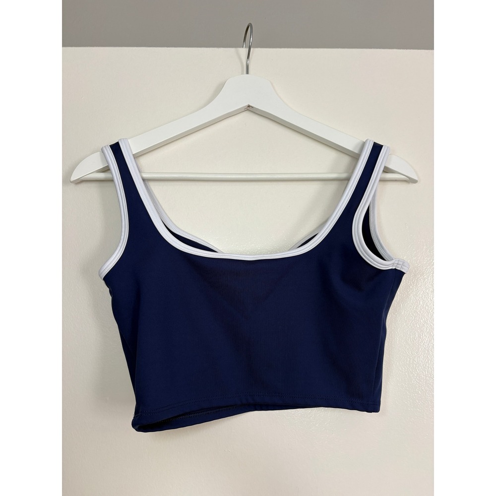 Reformation Active Caserta Eco Move Crop Tank Top Small Navy Blue Contrast - Picture 5 of 5
